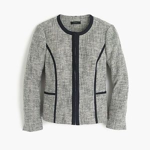 J.Crew Collarless Contrast Jacket in Tweed sz 2